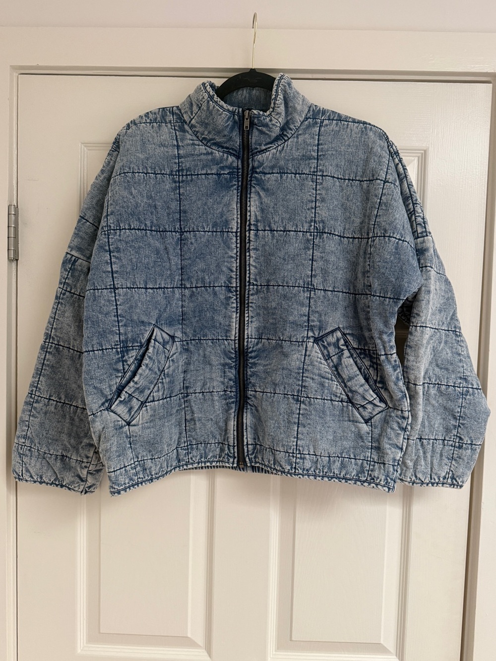 Forever 21 Acid-Wash Blue Quilted Jean Jacket